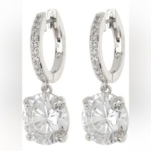 New KATE SPADE brilliant CZ silver tone diamond drop earrings